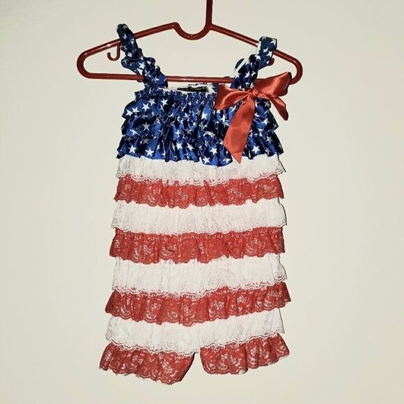 Royal Gem  American Flag Baby Romper - Picture 1 of 6
